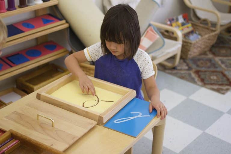 montessori student in deep concentration
