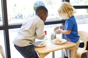 montessori children learning about food